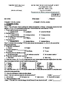 Đề thi thử tuyển sinh vào lớp 10 THPT Tiếng Anh - Mã đề 802 - Năm học 2022-2023 - Trường THPT Nhã Nam (Có đáp án + File nghe)
