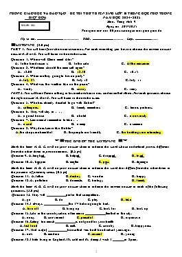 Đề thi thử tuyển sinh vào lớp 10 THPT Tiếng Anh - Mã đề 901 - Năm học 2024-2025 - PGD Hiệp Hòa (Có đáp án)