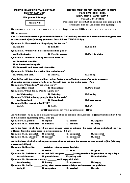 Đề thi thử tuyển sinh vào lớp 10 THPT Tiếng Anh - Mã đề 991 - Năm học 2024-2025 - PGD Huyện Tân Yên