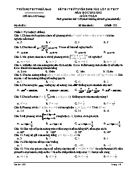 Đề thi thử tuyển sinh vào Lớp 10 THPT Toán - Mã đề 122 - Năm học 2022-2023 - Trường THPT Nhã Nam (Có đáp án)