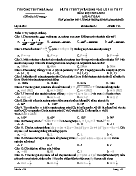 Đề thi thử tuyển sinh vào Lớp 10 THPT Toán - Mã đề 124 - Năm học 2022-2023 - Trường THPT Nhã Nam (Có đáp án)
