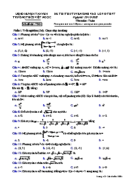 Đề thi thử tuyển sinh vào lớp 10 THPT Toán - Mã đề T001 - Năm học 2022-2023 - Trường THCS Việt Ngọc