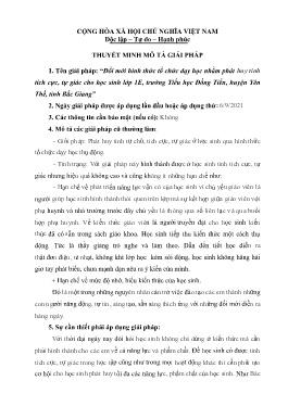 Đổi mới hình thức tổ chức dạy học nhằm phát huy tính tích cực, tự giác cho học sinh lớp 1E, trường Tiểu học Đồng Tiến, huyện Yên Thế, tỉnh Bắc Giang