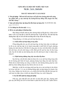 Đổi mới tiết sinh hoạt cuối tuần theo hướng phát triển năng lực, phẩm chất cho học sinh lớp 1B, trườngTiểu học Đồng Tiến, huyện Yên Thế, tỉnh Bắc Giang