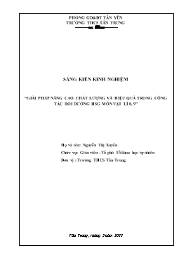 Giải pháp nâng cao chất lượng và hiệu quả trong công tác bồi dưỡng HSG môn vật lí 8, 9