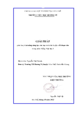 Giải pháp phát huy khả năng sáng tạo của học sinh khi luyện viết đoạn văn trong môn Tiếng Việt lớp 3
