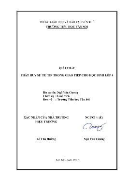 Giải pháp phát huy sự tự tin trong giao tiếp cho học sinh lớp 4