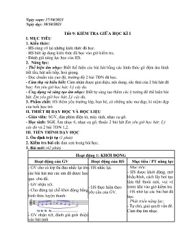 Giáo án Âm nhạc 6 - Tuần 9, Tiết 9: Kiểm tra giữa học kì I - Năm học 2023-2024