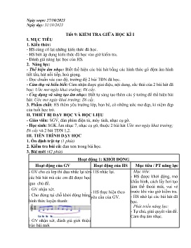 Giáo án Âm nhạc 7 - Tuần 9, Tiết 9: Kiểm tra giữa học kì I - Năm học 2023-2024