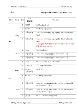 Giáo án các môn Lớp 1 - Tuần 1 - Năm học 2024-2025 - Trần Thị Yến Nga