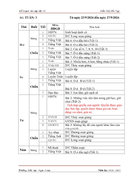 Giáo án các môn Lớp 1 - Tuần 3 - Năm học 2024-2025 - Trần Thị Yến Nga