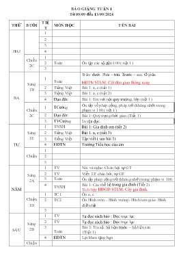 Giáo án các môn Lớp 1+2 - Tuần 1 - Năm học 2024-2025 - Dương Thị Hằng