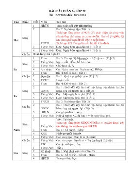 Giáo án các môn Lớp 2 - Tuần 2 - Năm học 2024-2025 - Nguyễn Thị Thoa