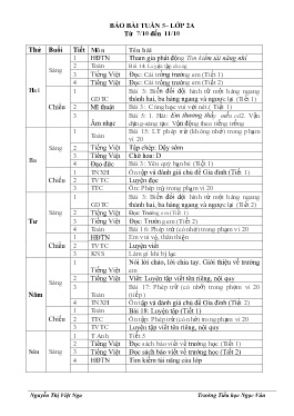 Giáo án các môn Lớp 2 - Tuần 5 - Năm học 2024-2025 - Nguyễn Thị Việt Nga