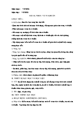 Giáo án Khoa học tự nhiên 6 - Bài 16: Virus và vi khuẩn - Năm học 2022-2023