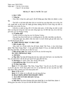 Giáo án Lịch sử 6 - Tiết 26+27, Bài 13: Nước Âu Lạc - Năm học 2023-2024