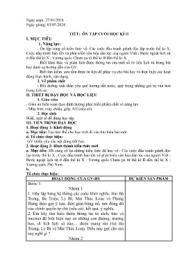 Giáo án Lịch sử 6 - Tiết: Ôn tập cuối học kì II - Năm học 2023-2024
