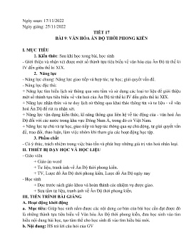 Giáo án Lịch sử 7 - Tiết 17, Bài 9: Văn hóa Ấn Độ thời phong kiến - Năm học 2022-2023