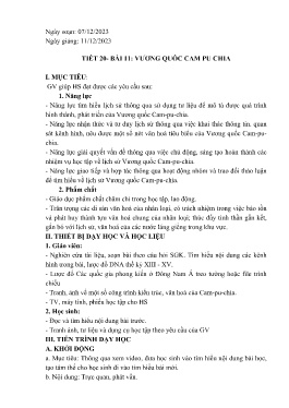 Giáo án Lịch sử 7 - Tiết 20, Bài 11: Vương quốc Campuchia - Năm học 2023-2024