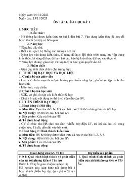 Giáo án Lịch sử 7 - Tiết: Ôn tập giữa học kì I - Năm học 2023-2024