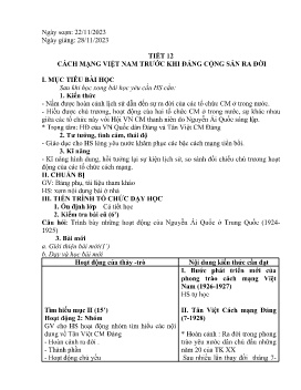 Giáo án Lịch sử 9 - Tiết 12: Cách mạng Việt Nam trước khi Đảng Cộng sản ra đời - Năm học 2023-2024