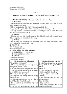 Giáo án Lịch sử 9 - Tiết 14: Phòng trào cách mạng trong những năm 1930-1935 - Năm học 2023-2024