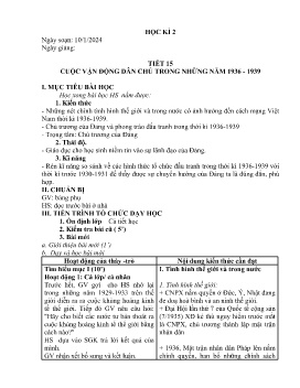 Giáo án Lịch sử 9 - Tiết 15: Cuộc vận động dân chủ trong những năm 1936-1039 - Năm học 2023-2024