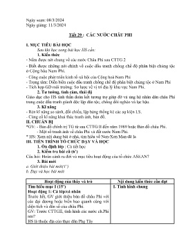 Giáo án Lịch sử 9 - Tiết 29: Các nước Châu Phi - Năm học 2023-2024