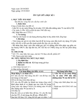 Giáo án Lịch sử 9 - Tiết: Ôn tập giữa học kì I - Năm học 2023-2024