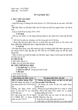Giáo án Lịch sử 9 - Tiết: Ôn tập học kì I - Năm học 2023-2024