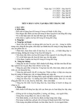 Giáo án Mĩ thuật 6 - Tiết 9, Bài 5: Sáng tạo họa tiết trang trí - Năm học 2023-2024