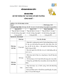Giáo án Stem Lớp 3 - Bài: Bộ thẻ thông tin An toàn với môi trường công nghệ