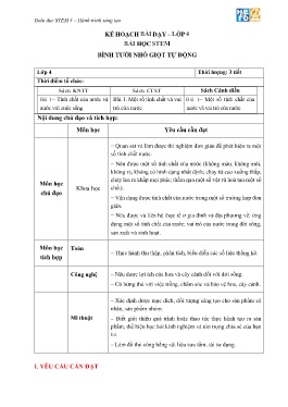 Giáo án Stem Lớp 4 - Bài: Bình tưới nhỏ giọt tự động