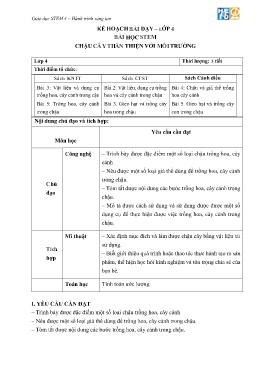 Giáo án Stem Lớp 4 - Bài: Chậu cây thân thiện với môi trường