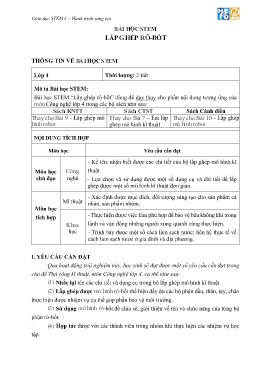 Giáo án Stem Lớp 4 - Bài: Lắp ghép rô-bốt