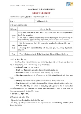 Giáo án Stem Lớp 4 - Bài: Nhạc cụ em yêu