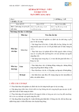 Giáo án Stem Lớp 4 - Bài: Rạp chiếu bóng mini