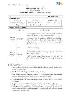 Giáo án Stem Lớp 4 - Bài: Thực đơn cân bằng, lành mạnh cho em