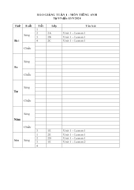 Giáo án Tiếng Anh Lớp 1+2 - Week 1 - Năm học 2024-2025 - Dương Thị Kim Dung