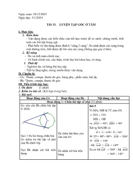 Giáo án Tự chọn Toán 9 - Tiết 33: Luyện tập góc ở tâm - Năm học 2023-2024