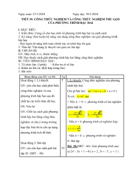 Giáo án Tự chọn Toán 9 - Tiết 39+40 - Năm học 2023-2024