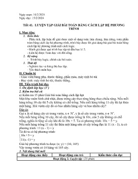 Giáo án Tự chọn Toán 9 - Tiết 41: Luyện tập giải bài toán bằng cách lập hệ phương trình - Năm học 2023-2024