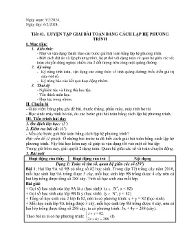 Giáo án Tự chọn Toán 9 - Tiết 41+42 - Năm học 2023-2024