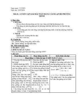 Giáo án Tự chọn Toán 9 - Tiết 43+44 - Năm học 2023-2024
