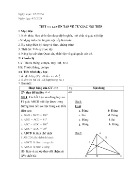 Giáo án Tự chọn Toán 9 - Tiết 47+48 - Năm học 2023-2024