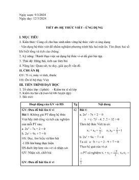 Giáo án Tự chọn Toán 9 - Tiết 49+50 - Năm học 2023-2024