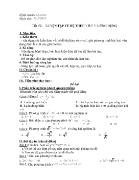 Giáo án Tự chọn Toán 9 - Tiết 52+53 - Năm học 2023-2024