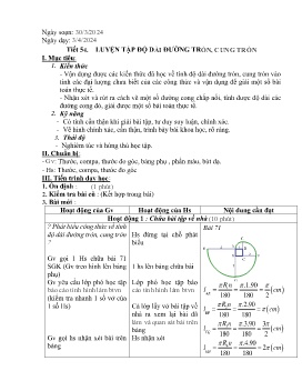 Giáo án Tự chọn Toán 9 - Tiết 54: Luyện tập độ dài đường tròn, cung tròn - Năm học 2023-2024