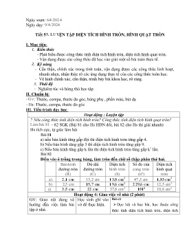 Giáo án Tự chọn Toán 9 - Tiết 55+56 - Năm học 2023-2024