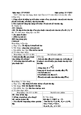 Giáo án Tự chọn Vật lí 9 - Tiết 7: Bài tập vận dụng định luật ôm và công thức tính điện trở của dây dẫn - Năm học 2023-2024